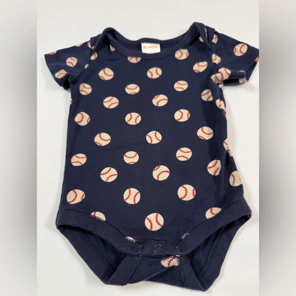 GYMBOREE Baby Boys' Navy Blue Baseball Print Short Sleeve One Piece Size‎ 0-3M